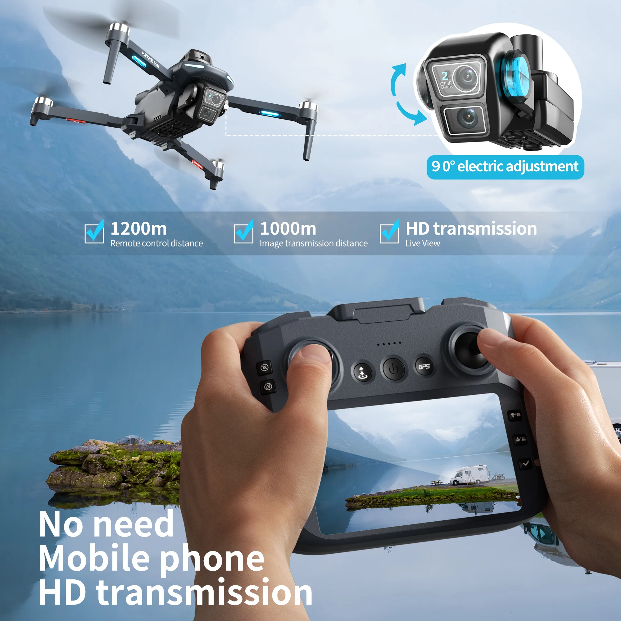 Drone Original XT606 MAX GPS 4 - Drone Kit Professional avaliação e preço